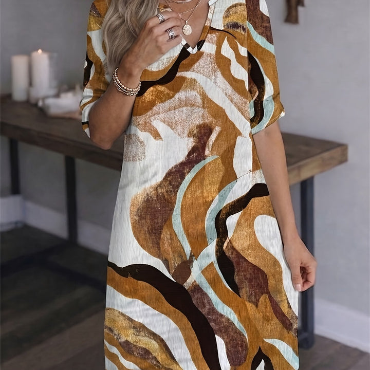Marion | Artful Print V-Neck Dress