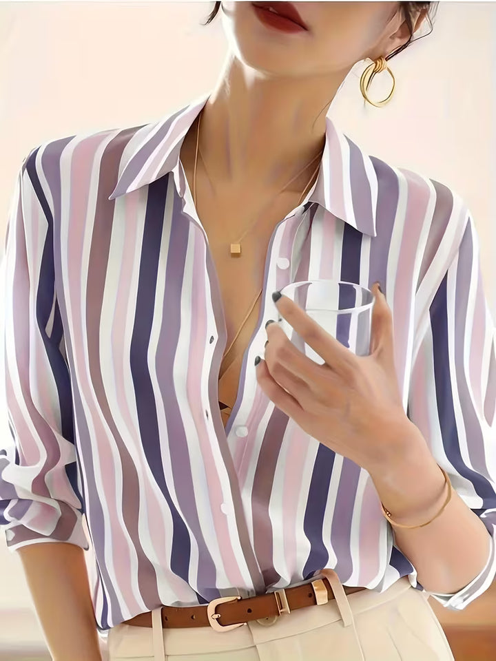 Serena | Striped Button-Up Shirt
