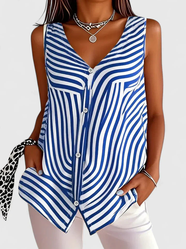 Colleen | Sleeveless Button-Front Blouse