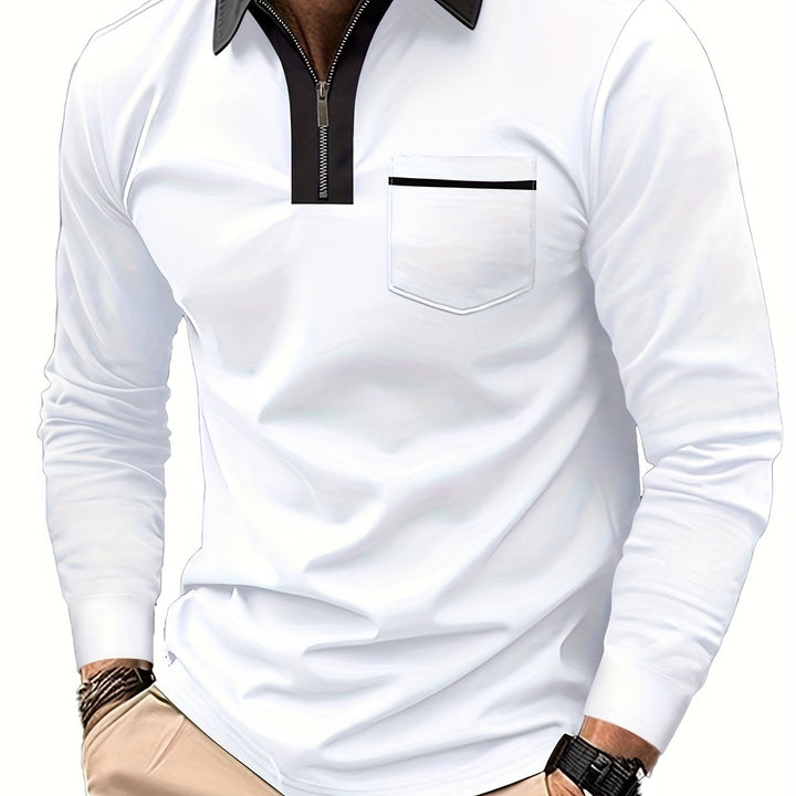 Douglas | Zip-Collar Long Sleeve Polo Shirt