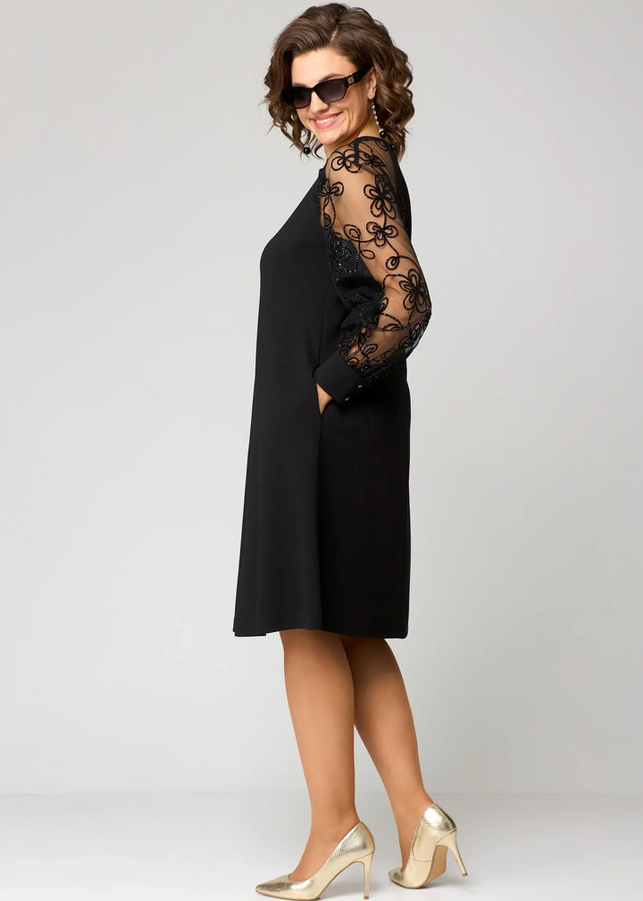 Fiona | Elegant Floral Sleeve Lace Dress