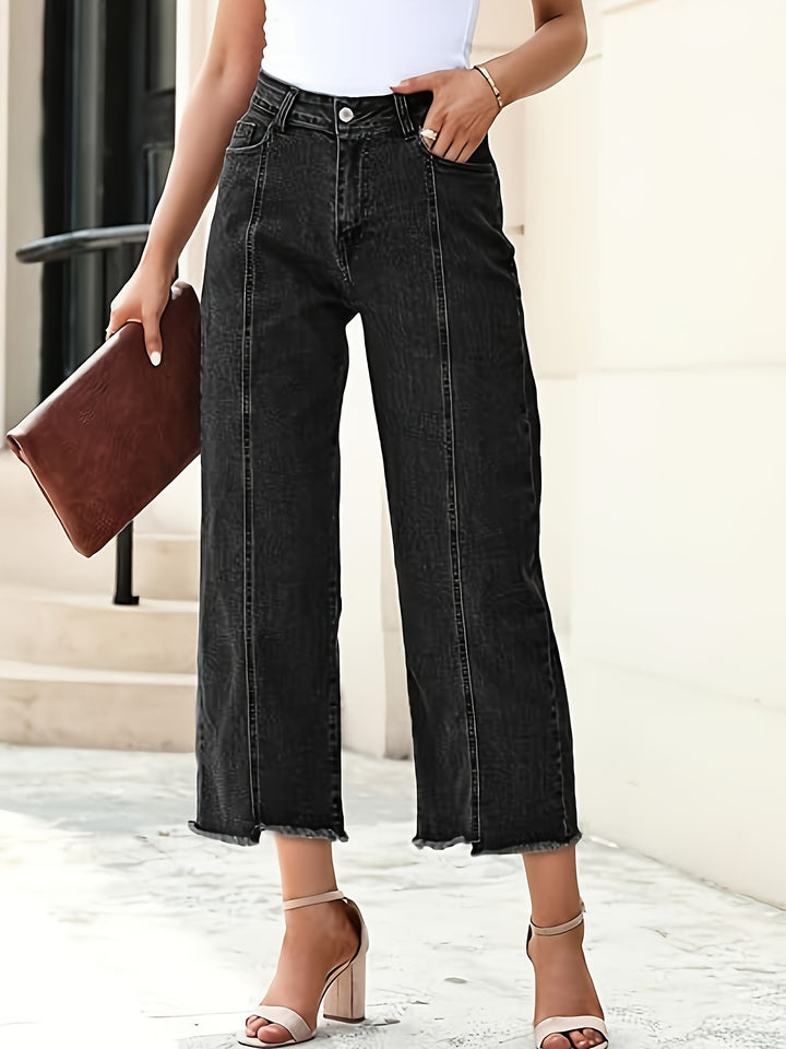 Ramona | Washed Straight-Leg Cropped Jeans