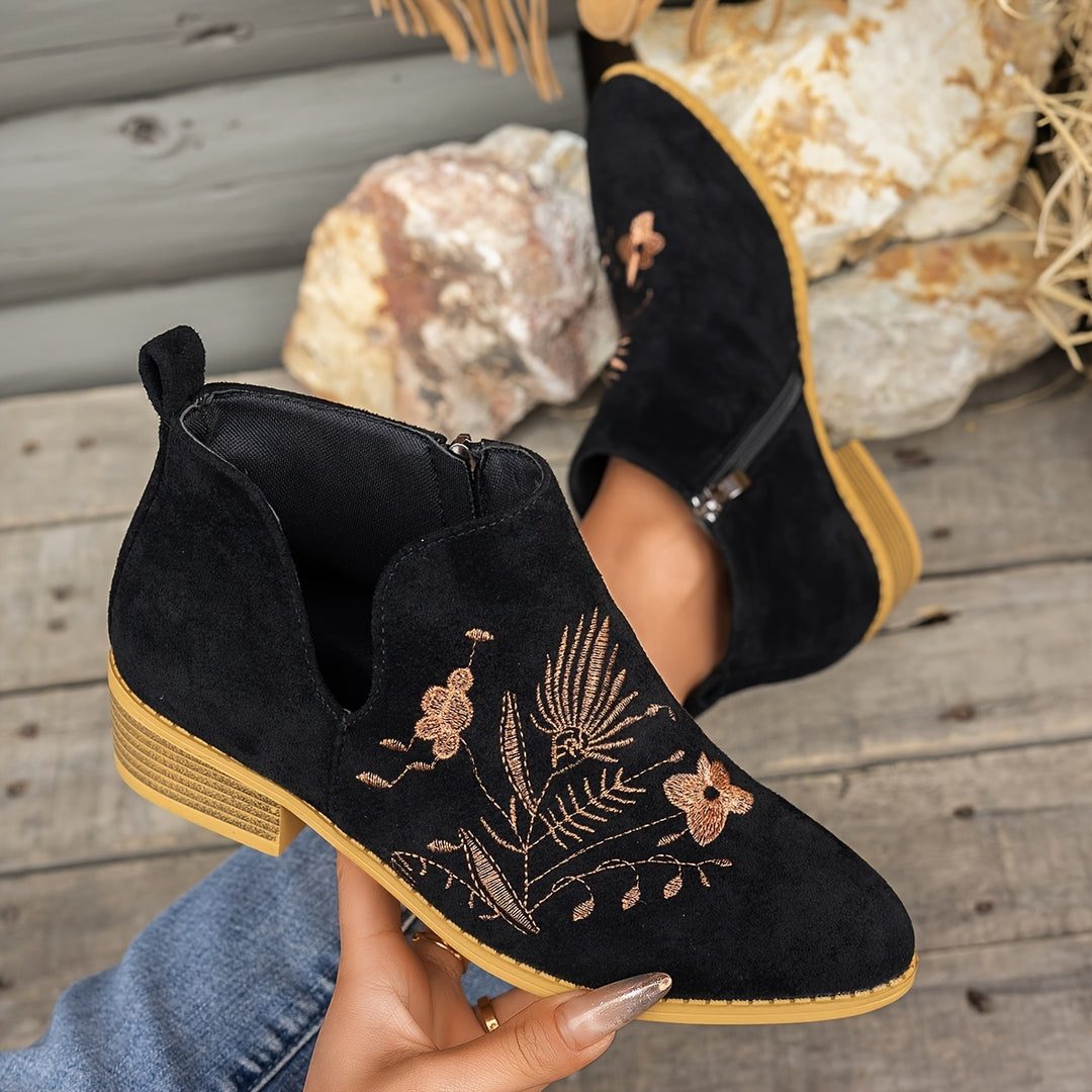 Josephine | Embroidered Ankle Boots