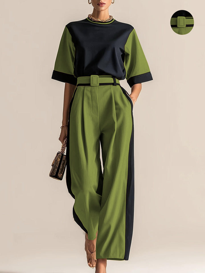 Belinda | Contrast-Trim Two-Piece Set