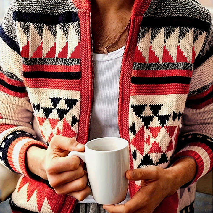 Rylan | Patterned Zip-Up Cardigan