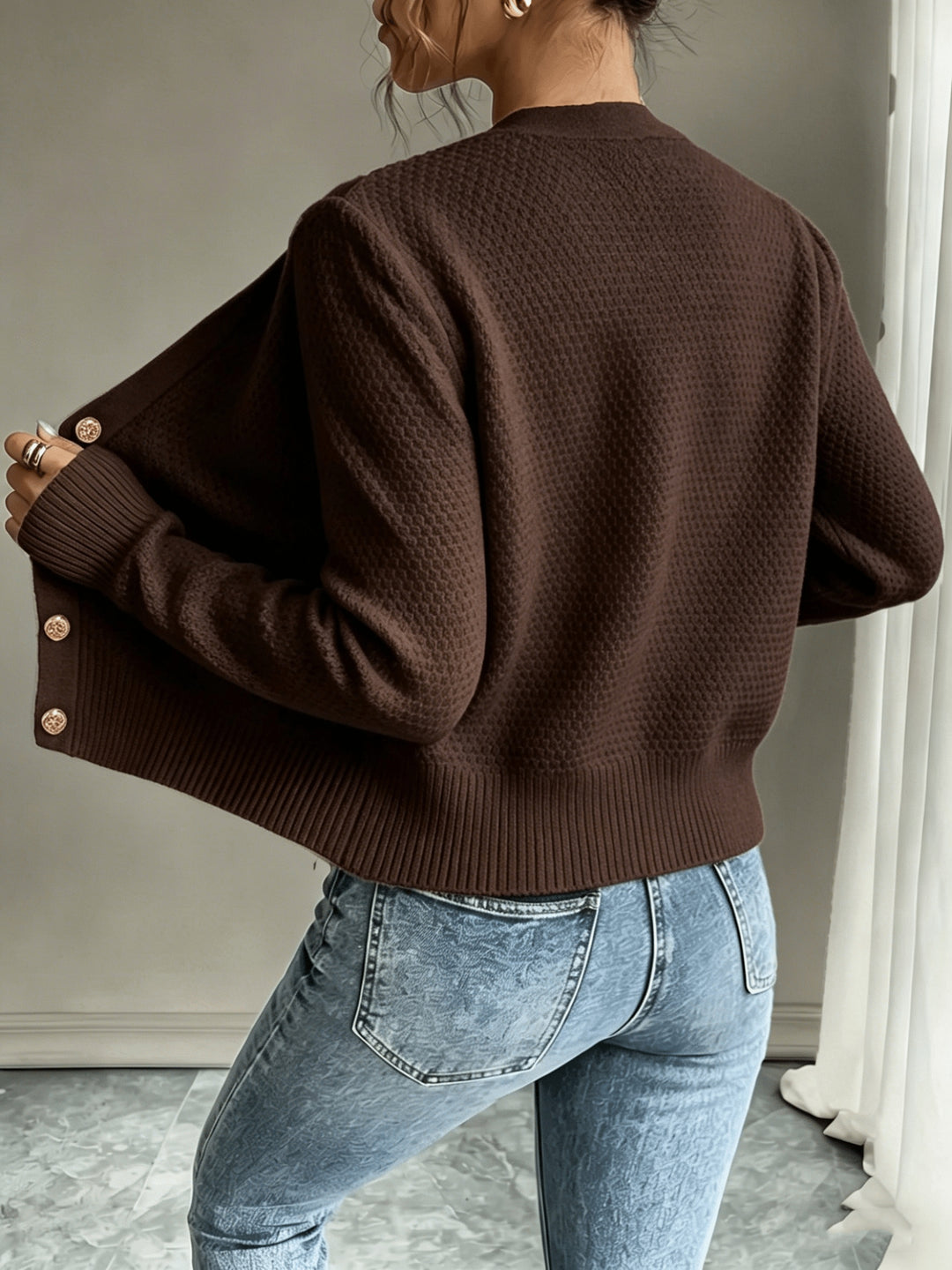 Cecilia | Cable-Knit Button-Front Cardigan