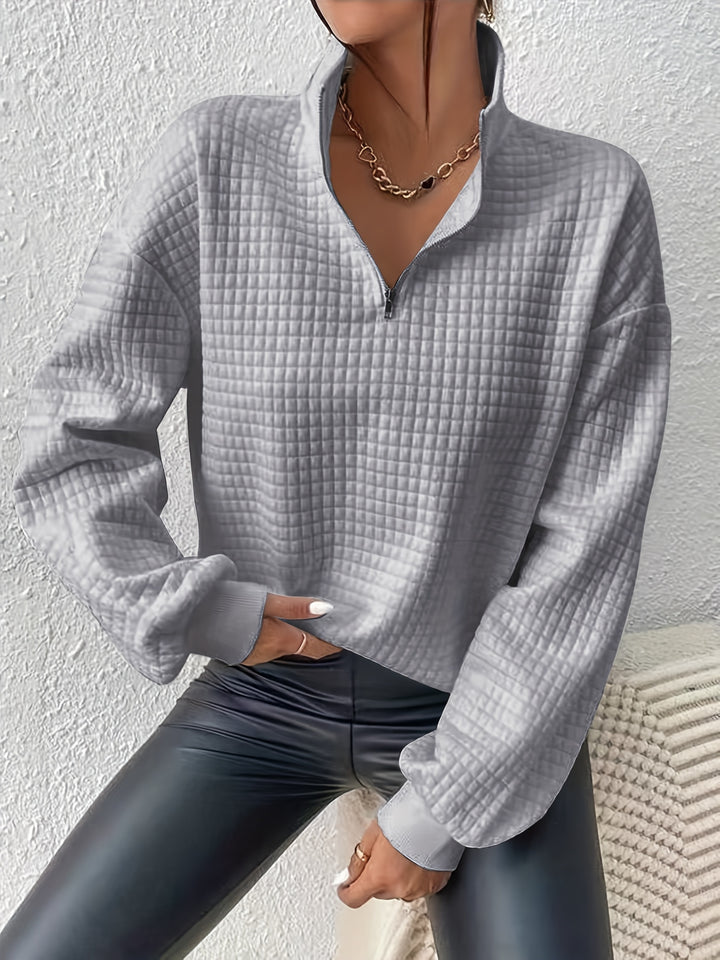 Elodie | Textured Quarter-Zip Pullover