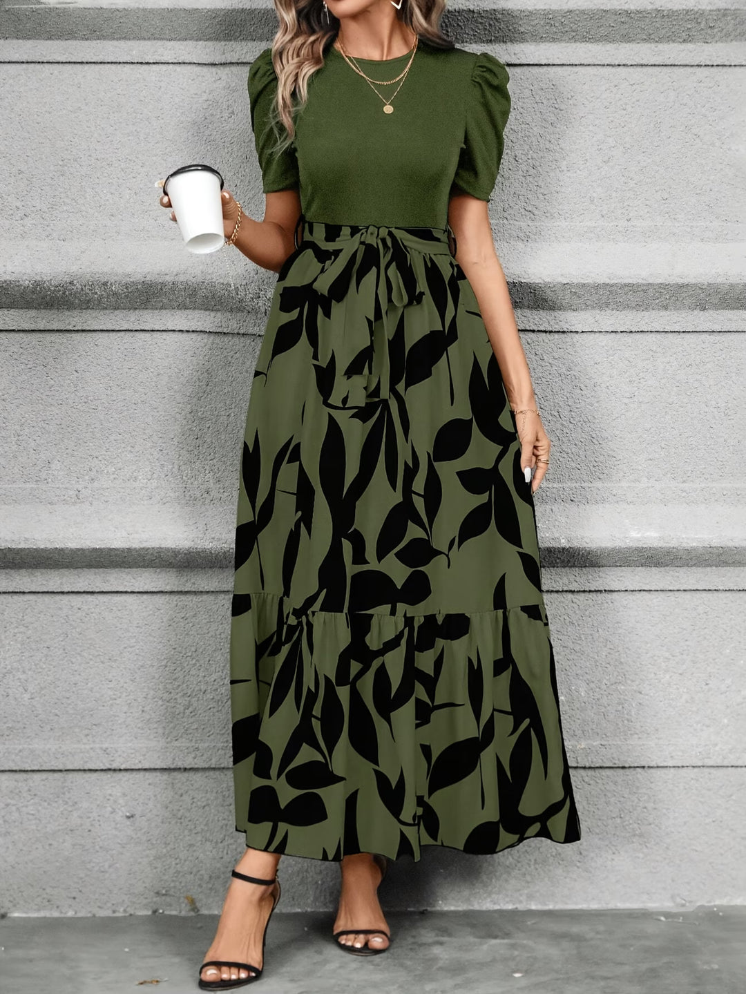 Paloma | Floral Puff Mid Sleeve Dress