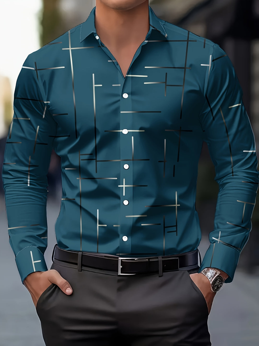 Spencer | Modern Line-Print Shirt