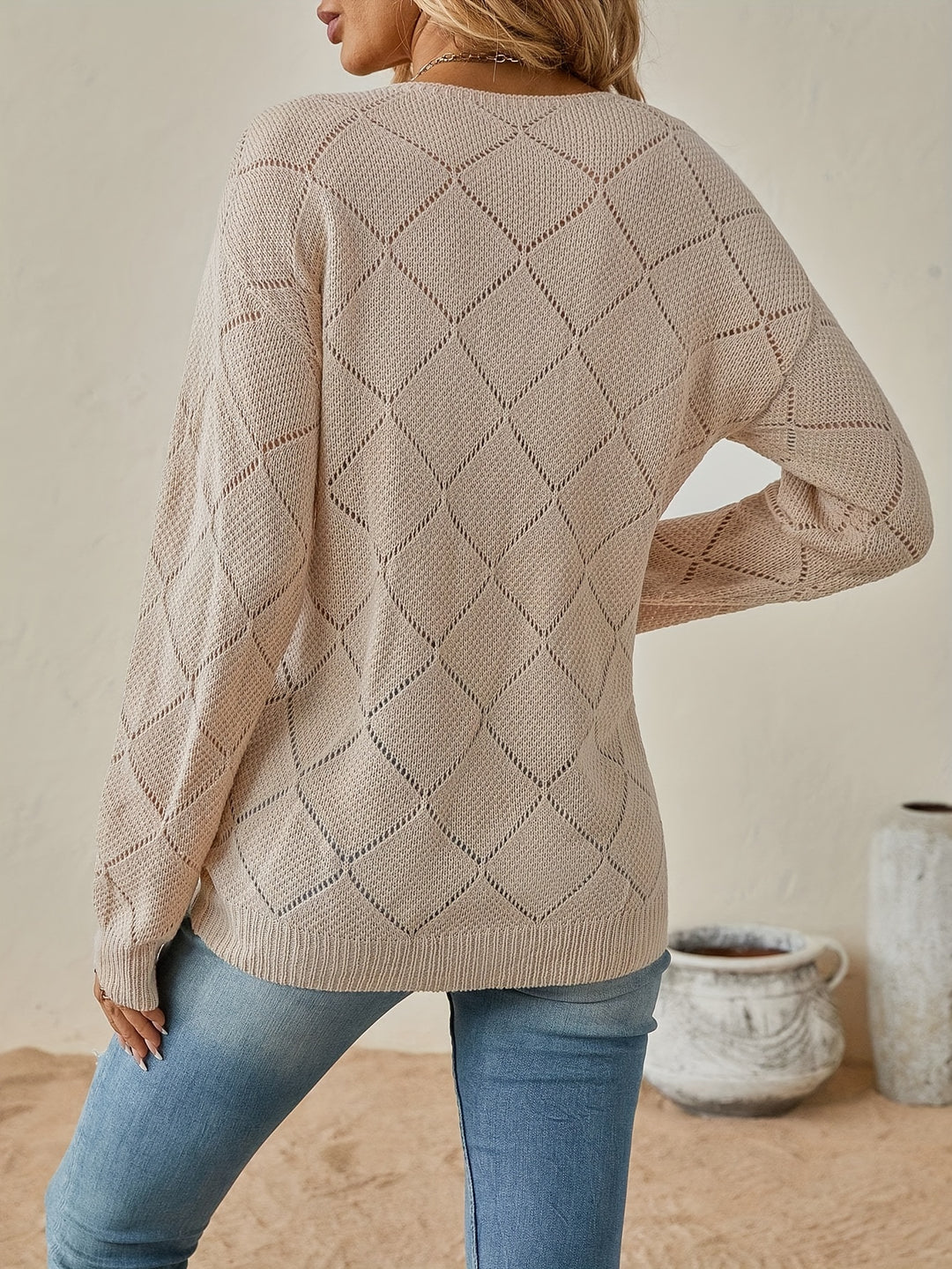 Bernice | Openwork V-Neck Sweater