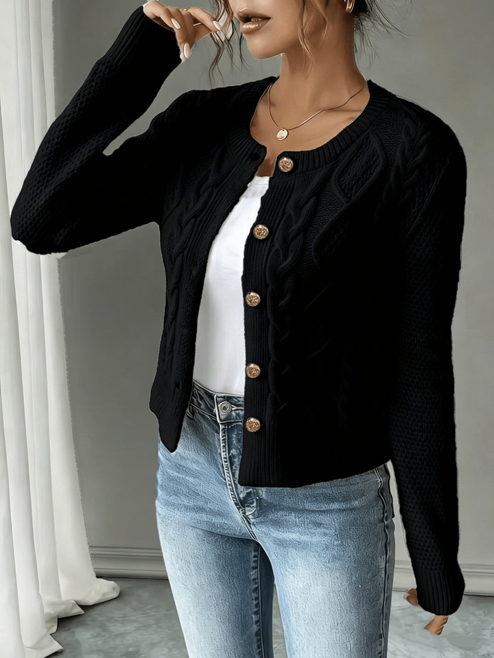 Cecilia | Cable-Knit Button-Front Cardigan