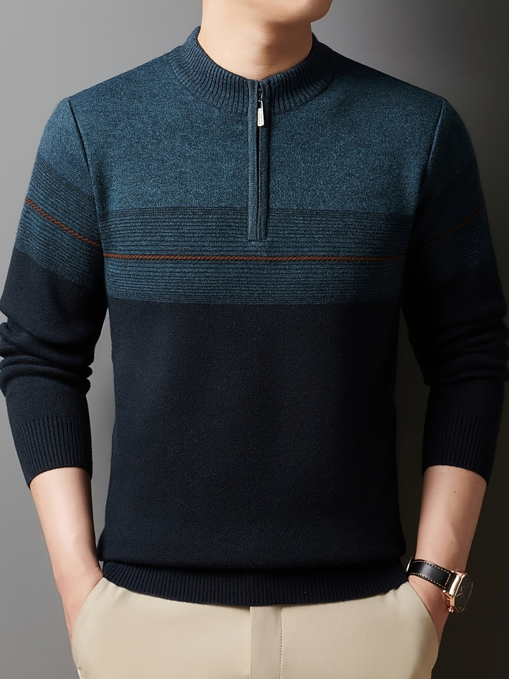 Ambrose | Half-Zip Striped Sweater