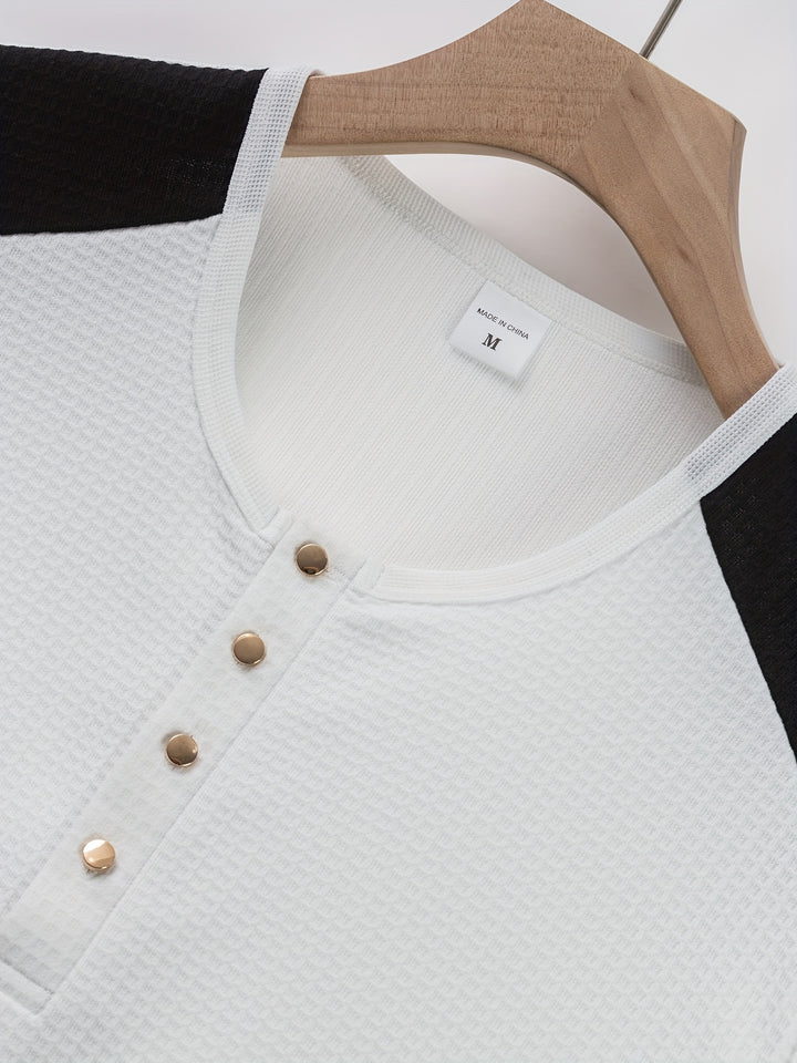 Sawyer | Textured Contrast Henley Shirt