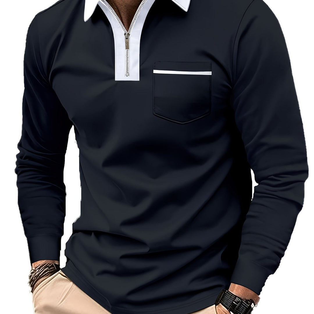 Douglas | Zip-Collar Long Sleeve Polo Shirt