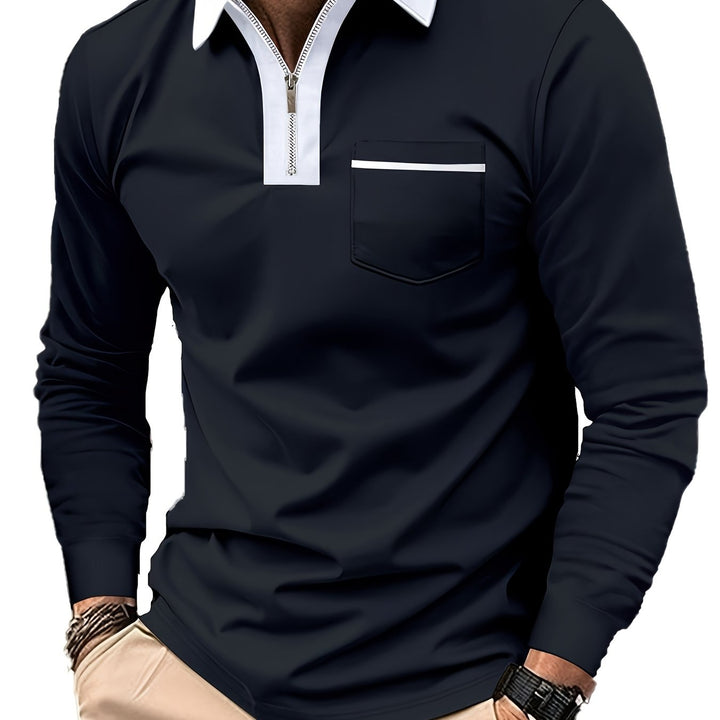 Douglas | Zip-Collar Long Sleeve Polo Shirt
