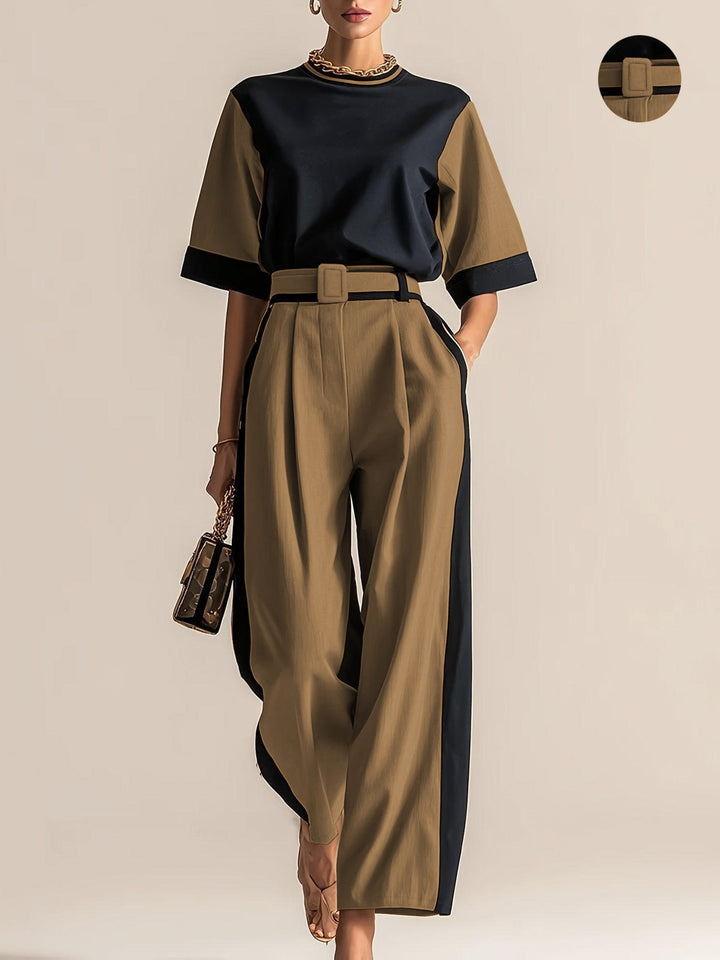 Belinda | Contrast-Trim Two-Piece Set
