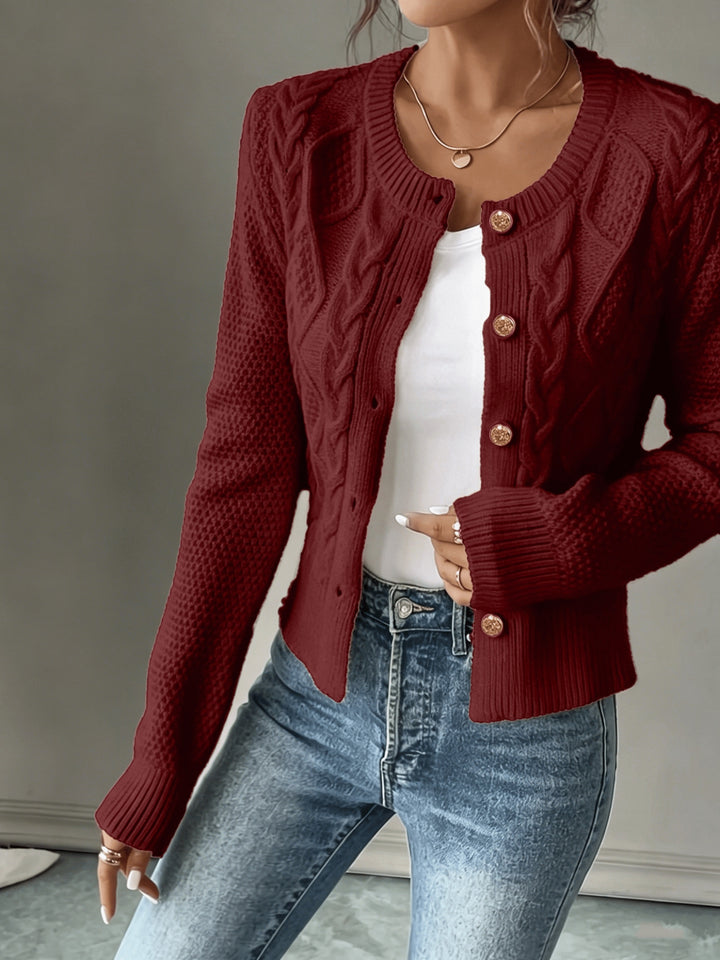 Cecilia | Cable-Knit Button-Front Cardigan