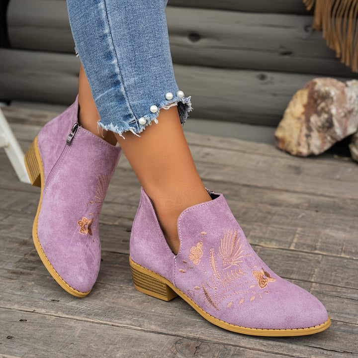 Josephine | Embroidered Ankle Boots