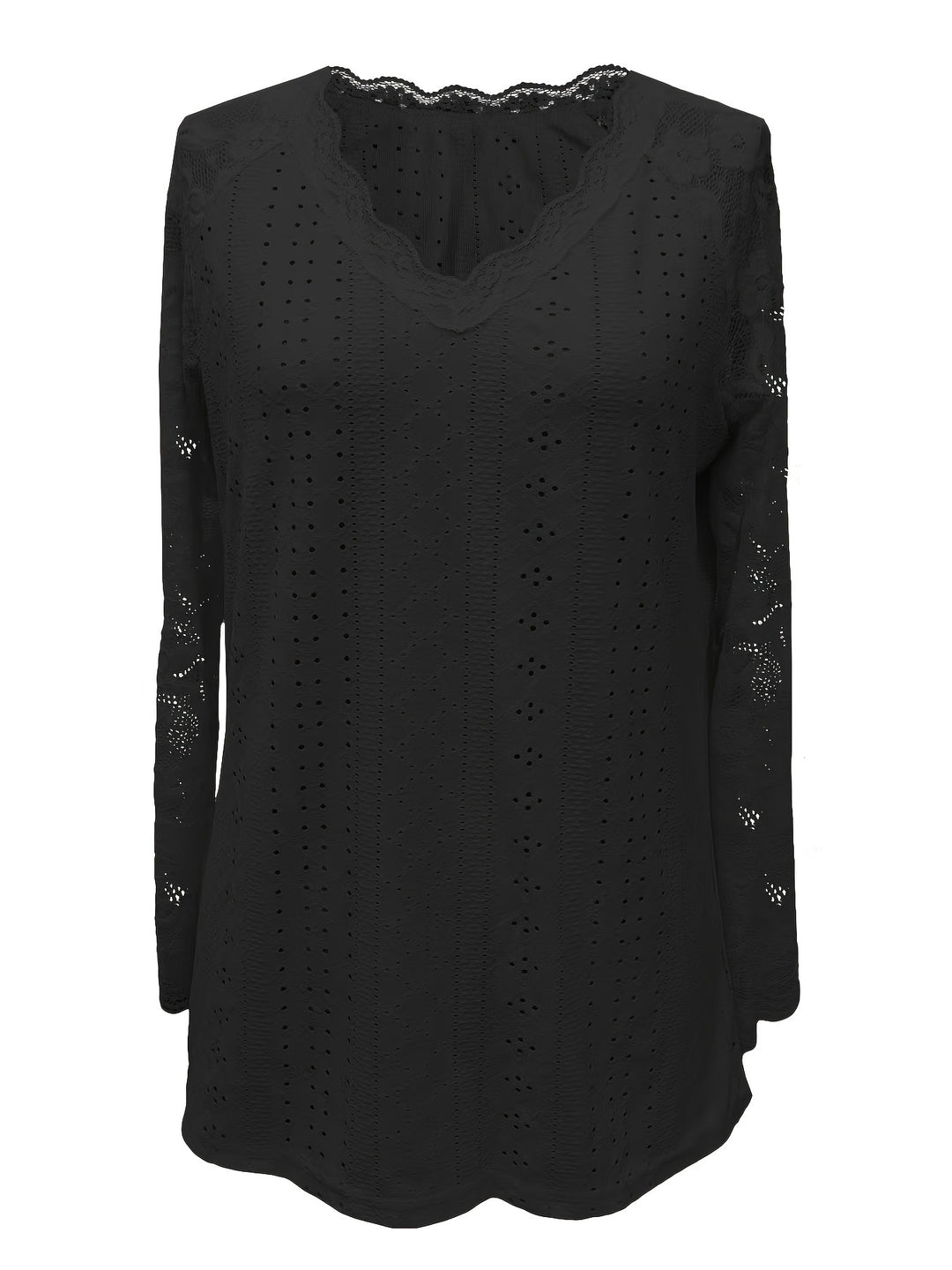 Rosetta | Lace-Sleeve Tie-Neck Top