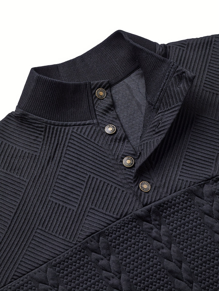 Griffin | Textured Button-Neck Pullover