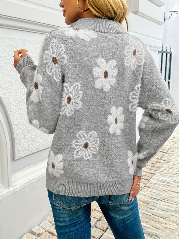 Larissa | Floral Half-Zip Sweater
