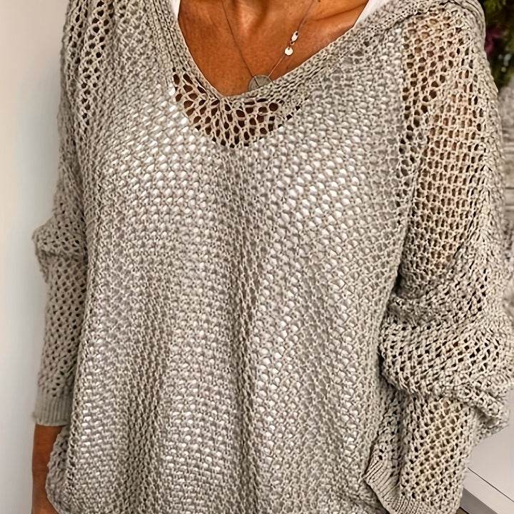Fleur | Open-Knit Hooded Sweater