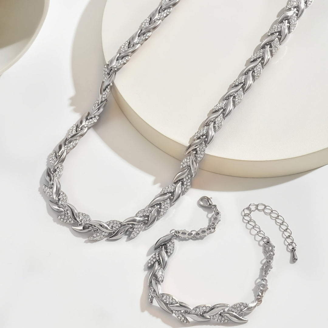 Delia | Sparkling Leaf Jewellery Set