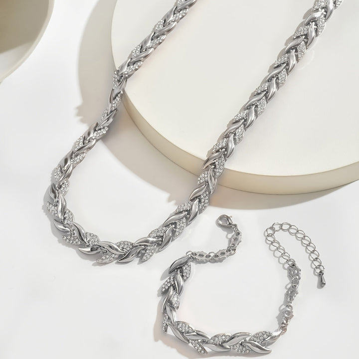 Delia | Sparkling Leaf Jewellery Set