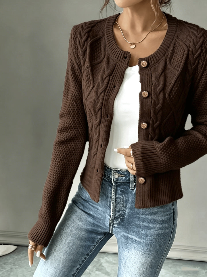 Cecilia | Cable-Knit Button-Front Cardigan