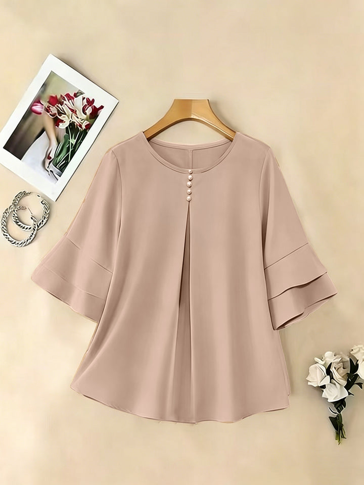 Isadora | Softly Draped Ruffle-Sleeve Blouse