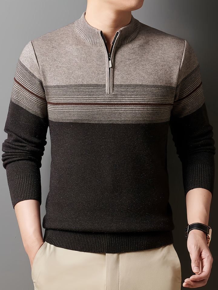 Ambrose | Half-Zip Striped Sweater