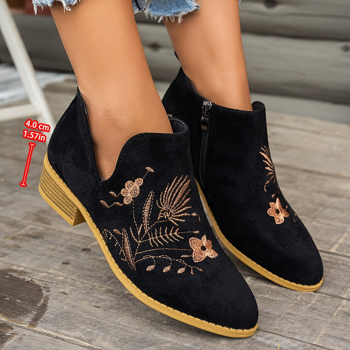 Josephine | Embroidered Ankle Boots
