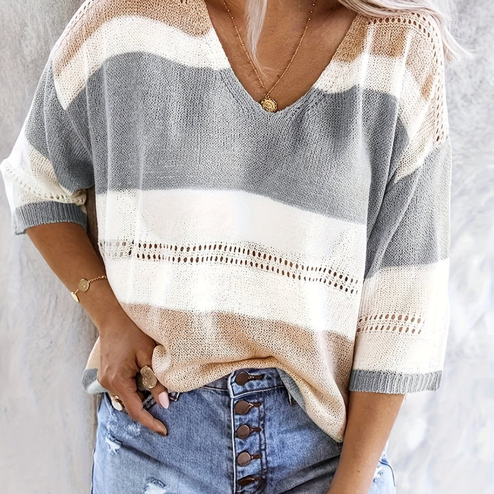 Gemma | Relaxed Colour-Block V-Neck Top
