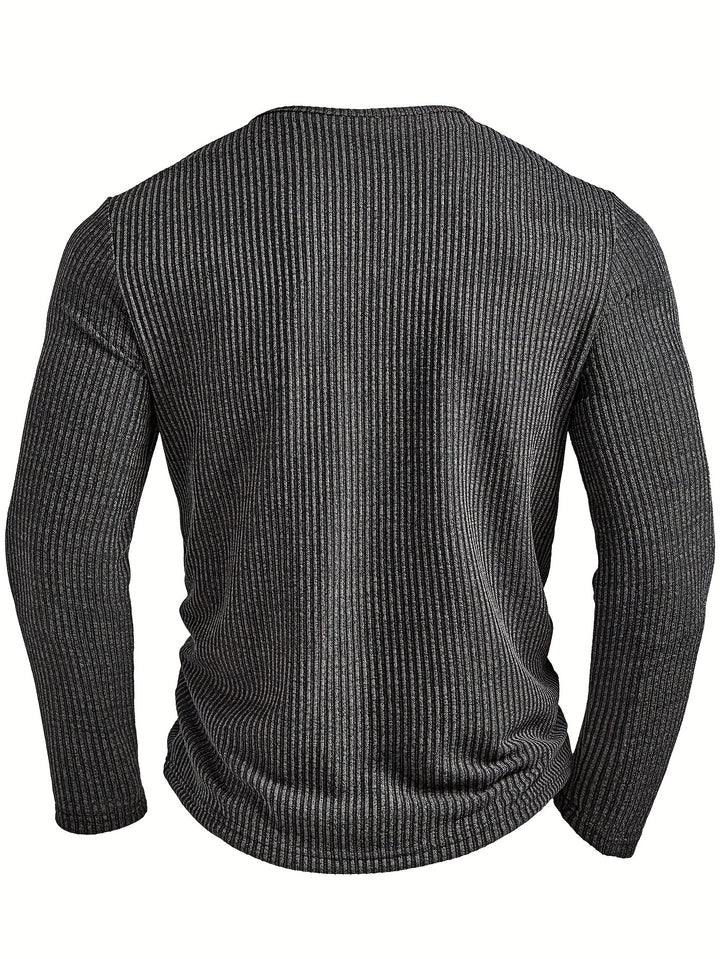 Malcolm | Ribbed Long-Sleeve Henley Shirt