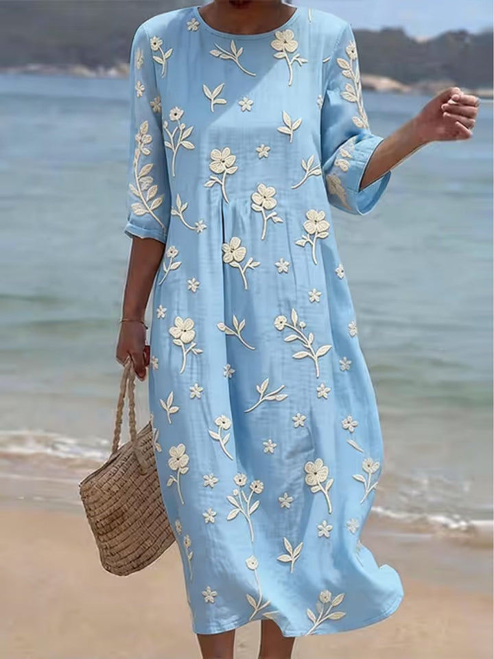 Maxine | Printed Round-Neck Midi Dress