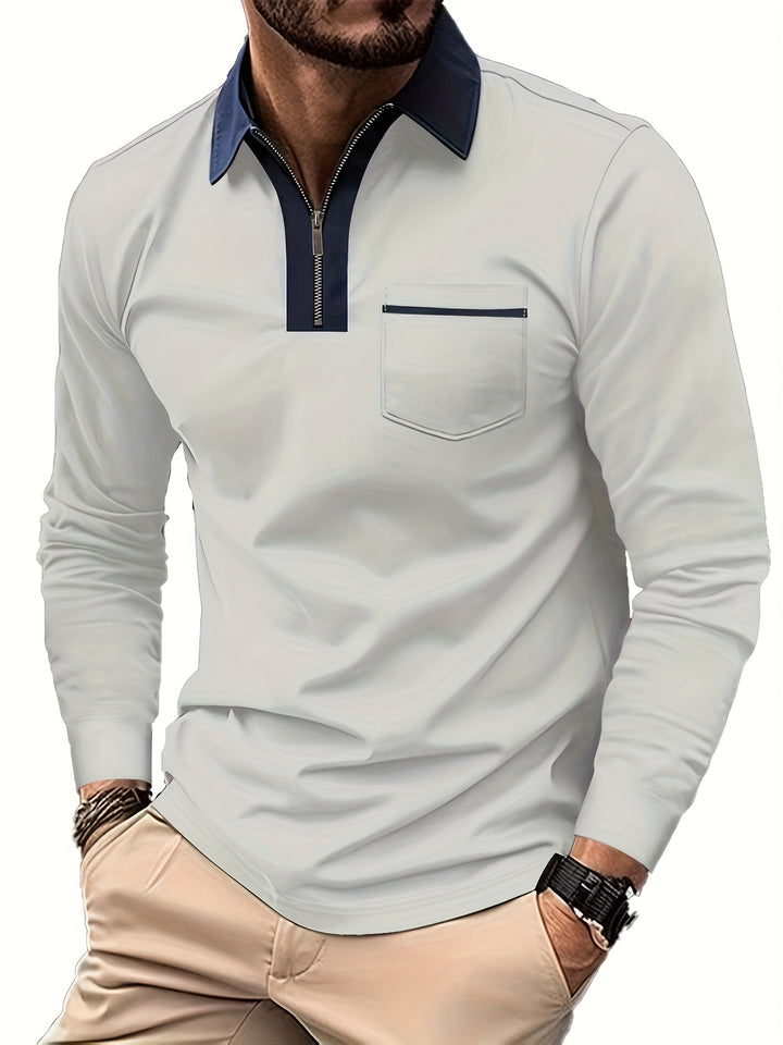 Douglas | Zip-Collar Long Sleeve Polo Shirt