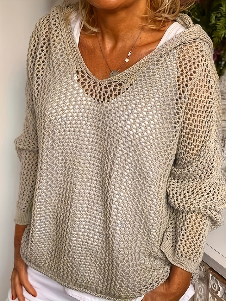 Fleur | Open-Knit Hooded Sweater