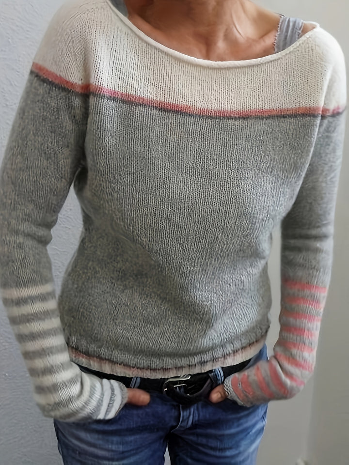 Annika | Colour-Block Boat Neck Sweater