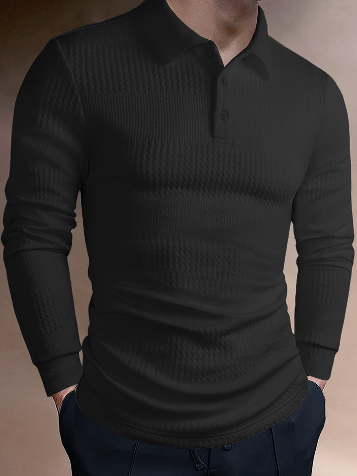 Clifford | Textured Long Sleeve Polo Shirt