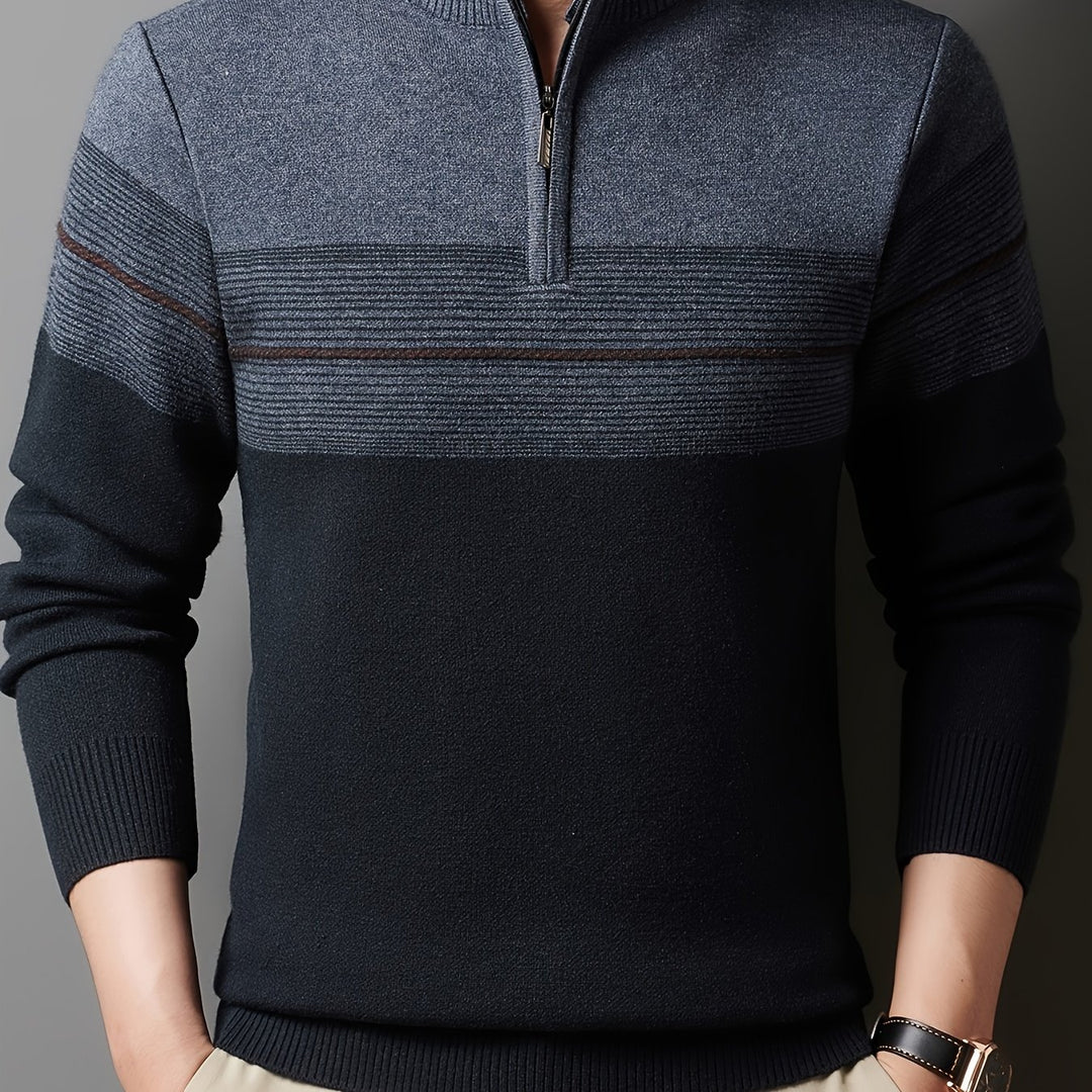 Ambrose | Half-Zip Striped Sweater