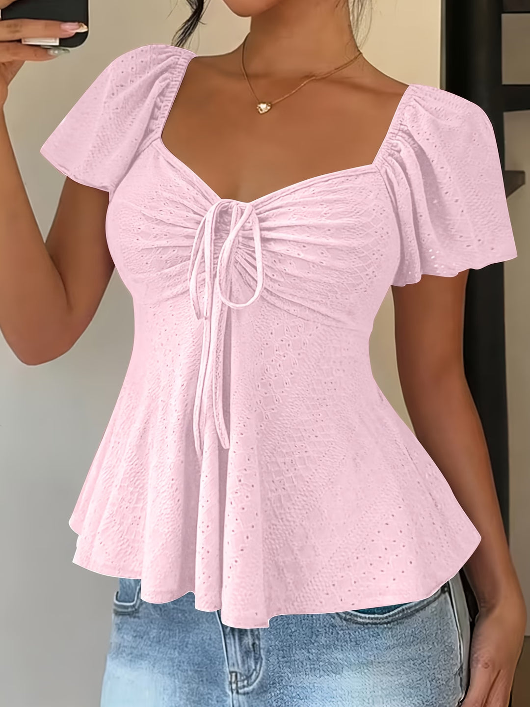 Mariah | Breathable V-Neck Drawstring Top