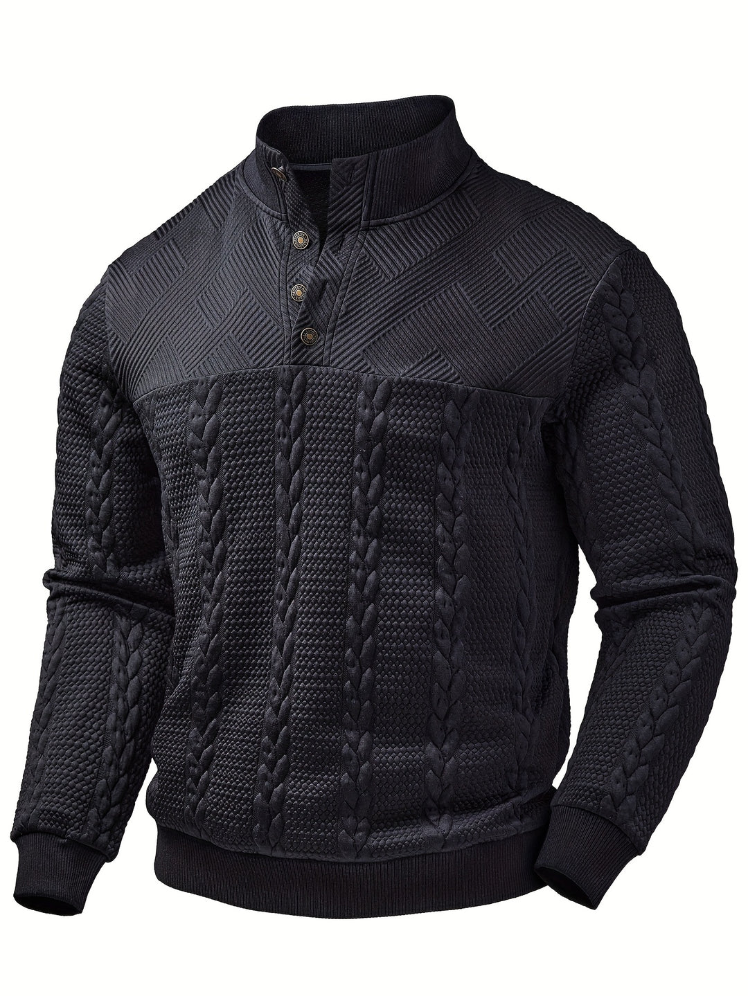 Griffin | Textured Button-Neck Pullover