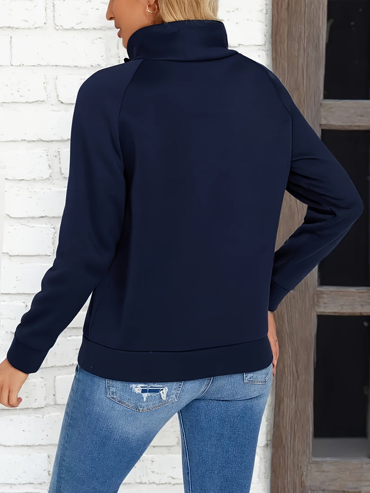 Heidi | Button-Detail Stand Collar Sweatshirt