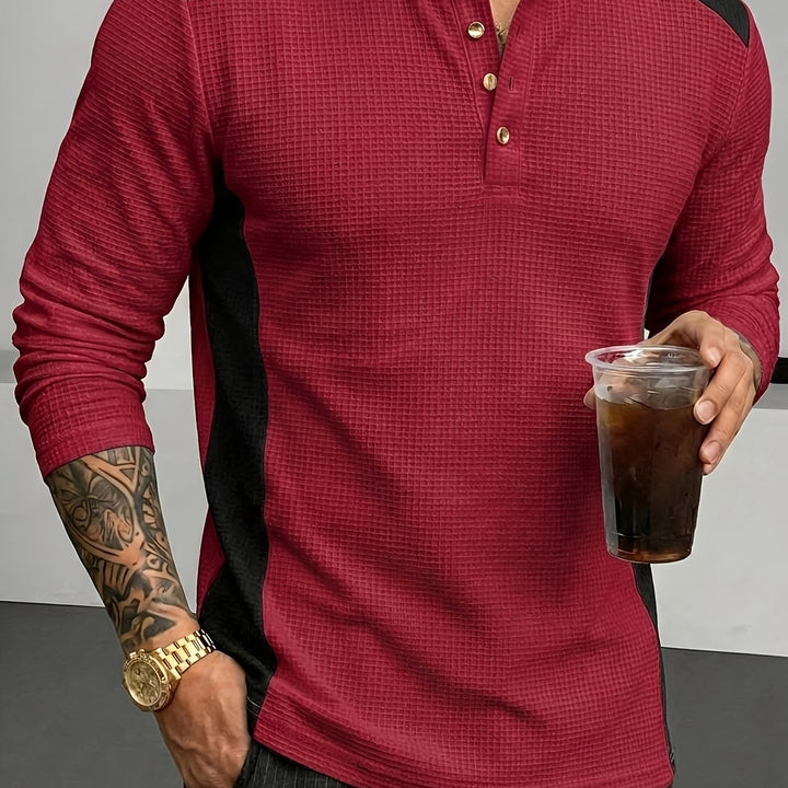 Sawyer | Textured Contrast Henley Shirt