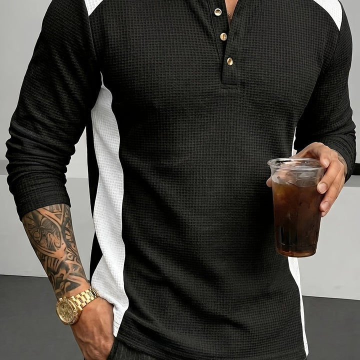 Sawyer | Textured Contrast Henley Shirt