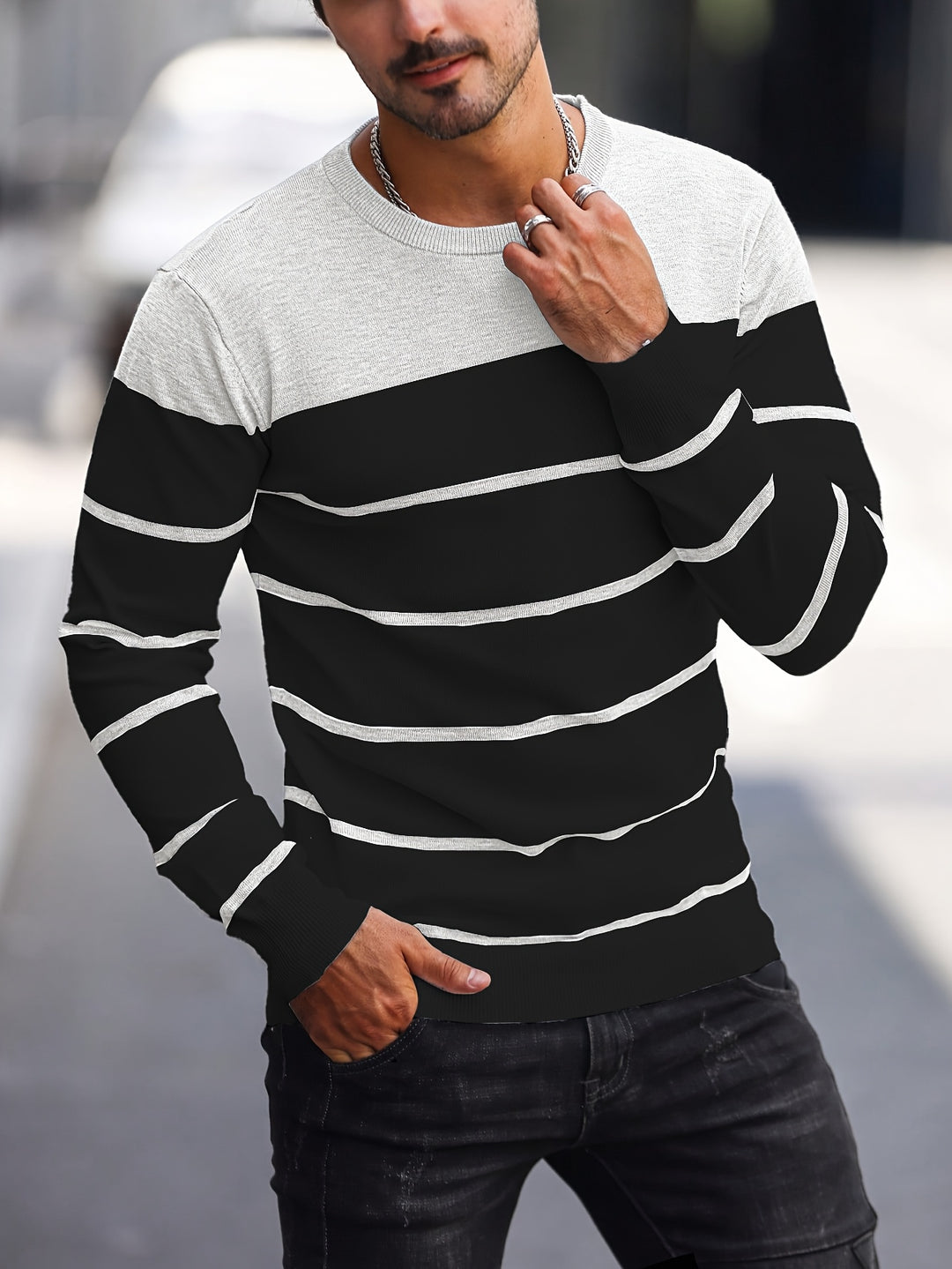 Rory | Colour-Block Striped Pullover