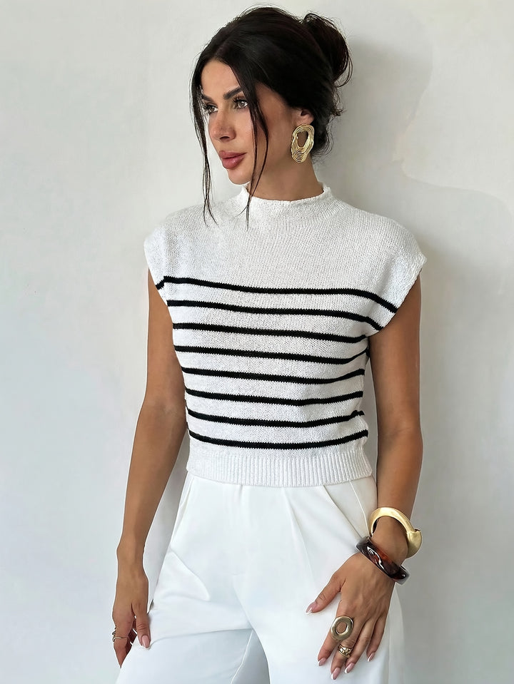 Tamsin | Mock Neck Cap-Sleeve Top