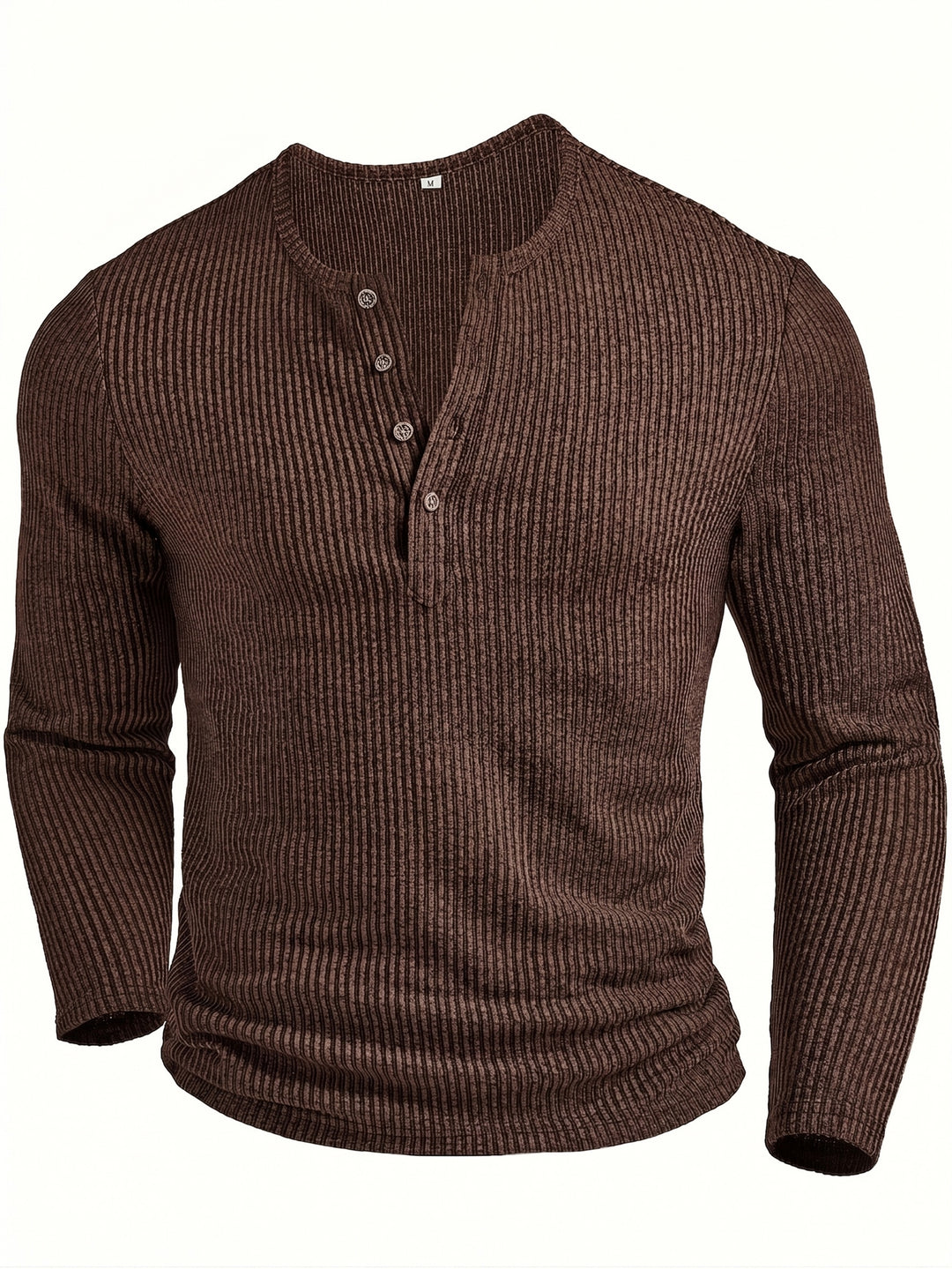 Malcolm | Ribbed Long-Sleeve Henley Shirt