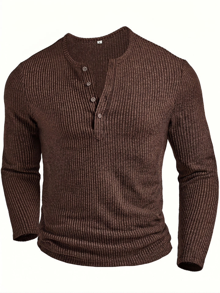 Malcolm | Ribbed Long-Sleeve Henley Shirt