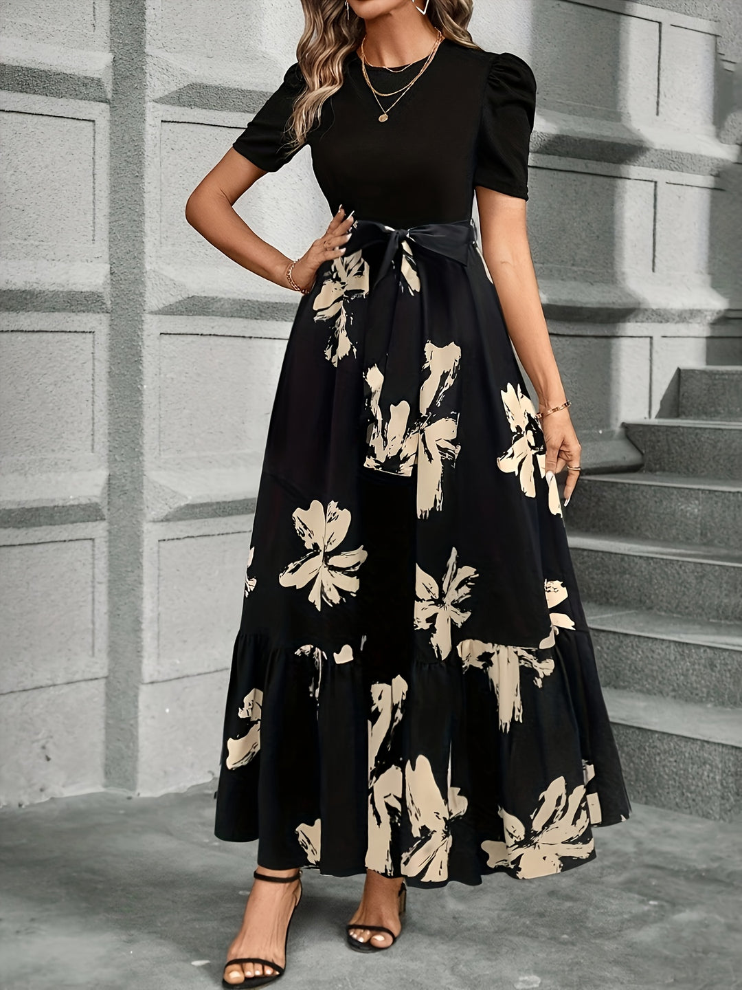 Ophelia | Floral Puff-Sleeve Maxi Dress